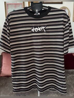 Y2K Monet Black & White Striped Crewneck Tee